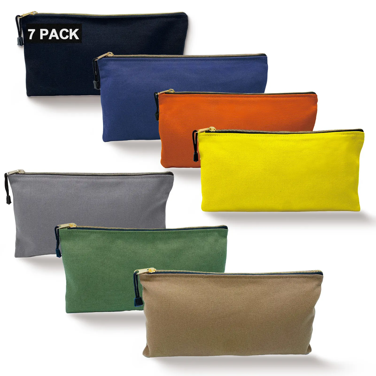 7 Pack Canvas Tool Bag Zipper Pouch - Portable Heavy Duty 16 oz. Canvas Tools Utility Pouches, Multipurpose Storage Organizer Tote Bags with Dependable Metal Zippers, 12.5 x 7-Inch,dorm essentials,home decor,back to school,back to school haul