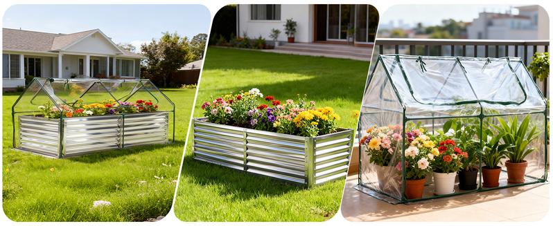 Outdoor Raised Garden Bed with Waterproof Cover for Growing Vegetables, Cold-Resistant Planter Box Kit with Large Screen Windows for Herbs & Flowers, 6x3x2ft