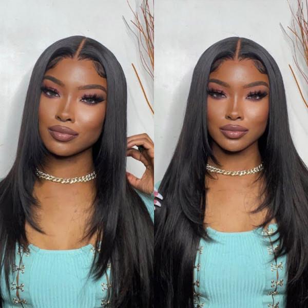 [Spring Must Have] Asteria Hair Straight Layered Glueless Wigs 5x5 Lace Closure Wig - Ready To Go,Beginner Friendly, Invisible Lace, Human Hair DealsForYouDays