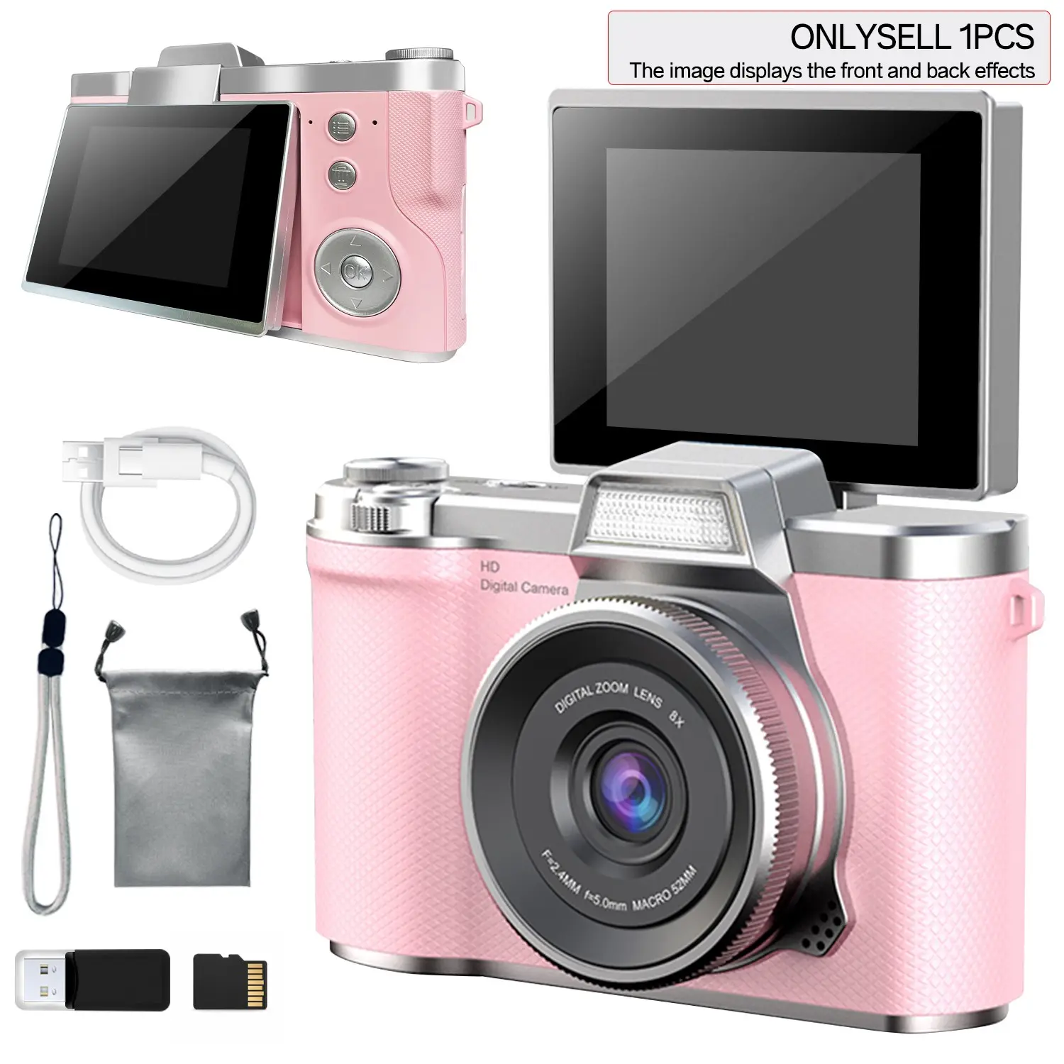 Compact Retro Digital Camera, Pocket Camera, Child-Friendly Vlogger Camera, Multiple Filters, Rechargeable, Ideal Gift for Teens & Seniors, Portable Vlogging Camera