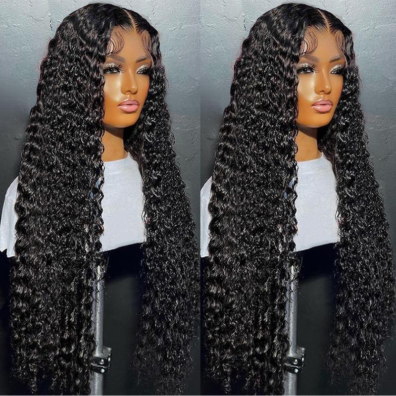 13x4 Kinky Curly Frontal Wig Transparent Lace Wig 180% Density 30 32 34 Inch Extra Long Curly Human Hair For Black Woman Pre-Plucked Curly Human Hair Wig Adjustable Straps Ready to Style
