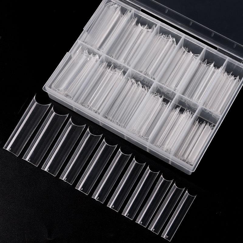 240pcs Transparent Extra Long Nail Tips Half Cap C Curve 12 Size Fake Nails Cone Square with Box, Suitable for Home DIY, Nail Tip, Soft Gel Nail Tip, Nail Gel Color Jelly, Clear Jelly, Press On Nails For Women, Fake Nail, Nail Tips/nails