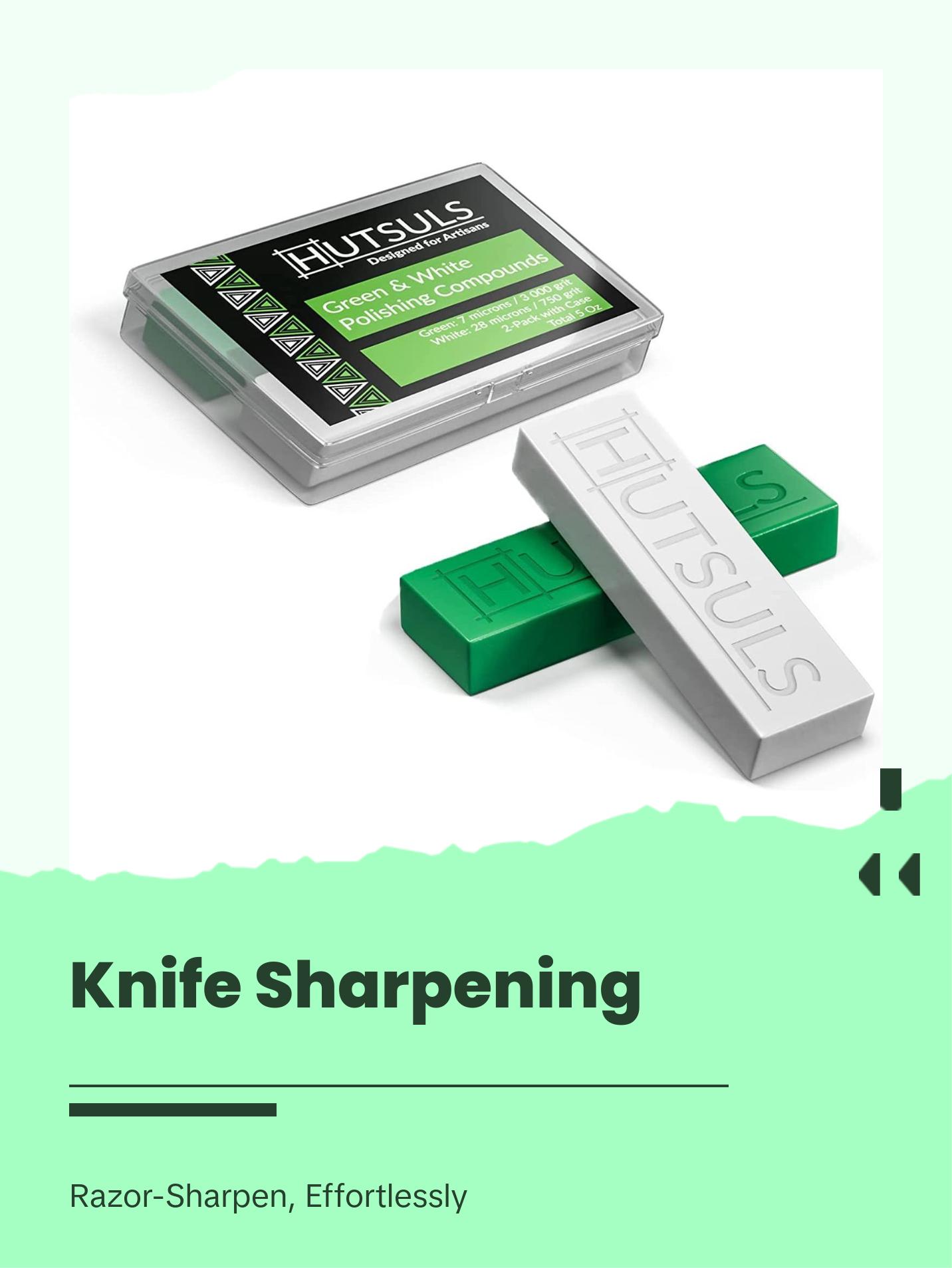 Hutsuls White & Green Strop Compound - Total 5 Oz Get Razor Sharp Edge with Green Honing Compound for Strop, Easy to Use Green & White Stropping Compound for Knives Guide, White Polishing Compound Bar