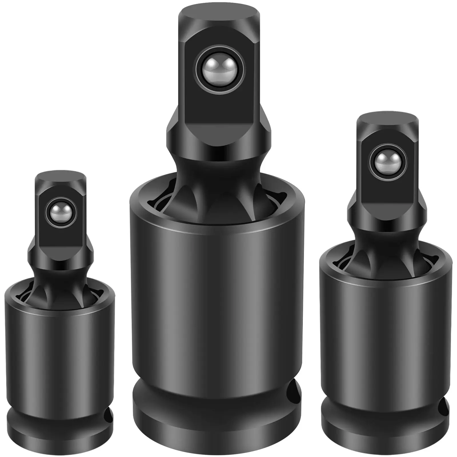 Impact Universal Joint Swivel Socket Set of 3/8inch 1/2inch 1/4inch, Professional Swivel Socket Adapter 360° Rotatable Joint Socket Adapter Cr-Mo for Electric Wrench Ratchet Wrench