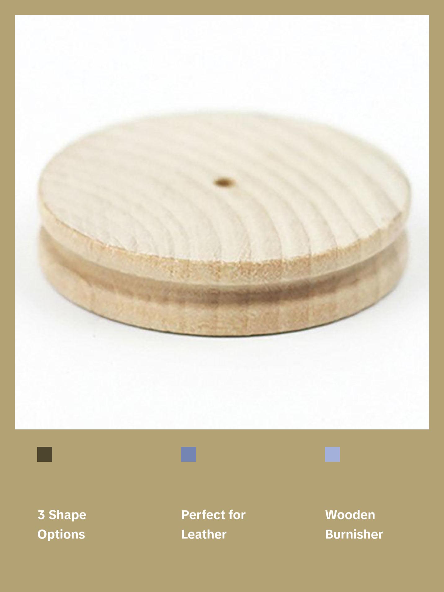 3 Piece Leather Craft Edge Slicker - Wooden Edge Burnisher Set - Round, Flat, Cake Shape