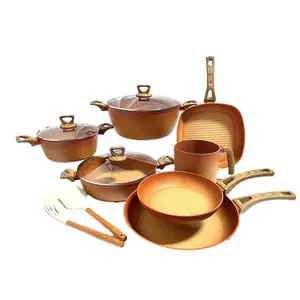 NEWARE Terracotta BIGGER size 12 Piece Cooking Set with Milk Cup/ Batería mas GRANDE de 12 piezas de Terracotta con POCILLO