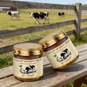 【BUY 1 GET 1】Grass-Fed Beef Tallow Honey Balm - 4 Oz,Moisturizing Cream for Soft, Smooth Skin - Handmade All-Natural Moisturizer