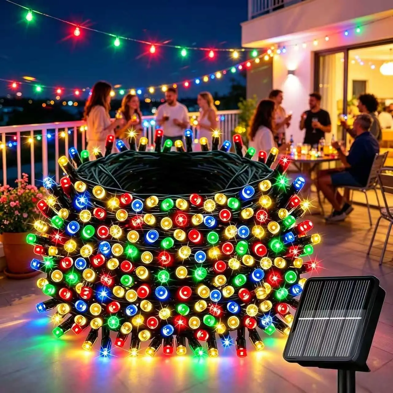 Solar String Lights for Outside 39Ft 100LED | 8 Modes Waterproof Outdoor Decorative Lights for Yard, Balcony, Fence, Party and Christmas