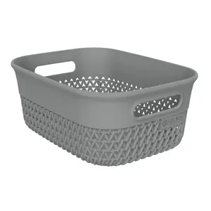 Life Story 4 Qt Decorative Storage Basket, Small Plastic Home Organizer, Gray