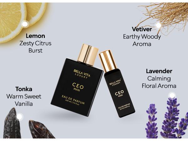 BellaVita Luxury's CEO Man Power Plus | 100ml+20ml Perfumes | EDP | Lemon, Lavender, Tonka & Agarwood | Perfume for Men | Long Lasting