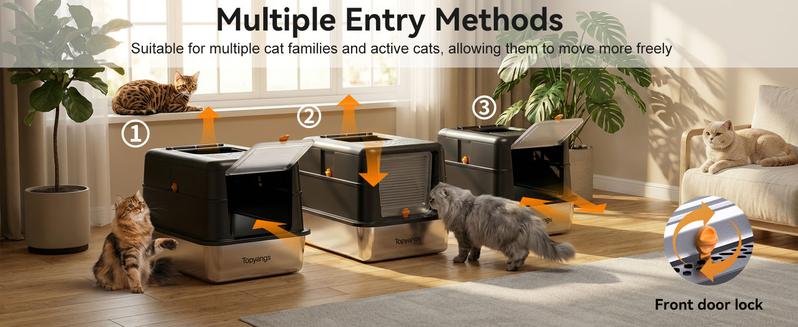 TOPYANGS XL Stainless Steel Trash Can (with Lid) features a high-sided, enclosed design for easy cleanup and effective spill prevention. Its flip-top lid allows for effortless emptying. Christmas gift