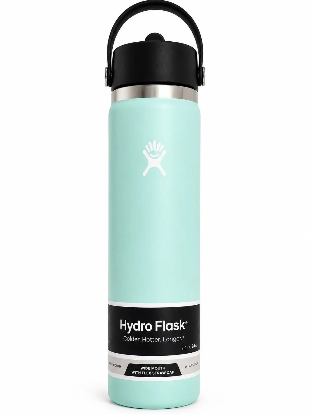 Hydro Flask 24 oz Stainless Steel Water Bottle with Wide Flex Straw Cap, Dew Blue