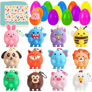 12 Pack Prefilled Easter Eggs with 3D Animal Pop Toys – Easter Basket Stuffers for Kids Teens, Easter Egg Hunt Prizes, Party Favors, Goodie Bag Fillers, Easter Gifts for Boys & Girls