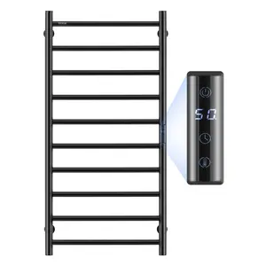 VEVOR 10 Bars Towel Warmer Rack,  , Wall Mounted Heated Towel Rack for Bathroom, IPX5 Waterpoof Towel Heater Rack with Timer & LED Display Screen, 5 Levels Adjustable Temperature Towel Heater, Black