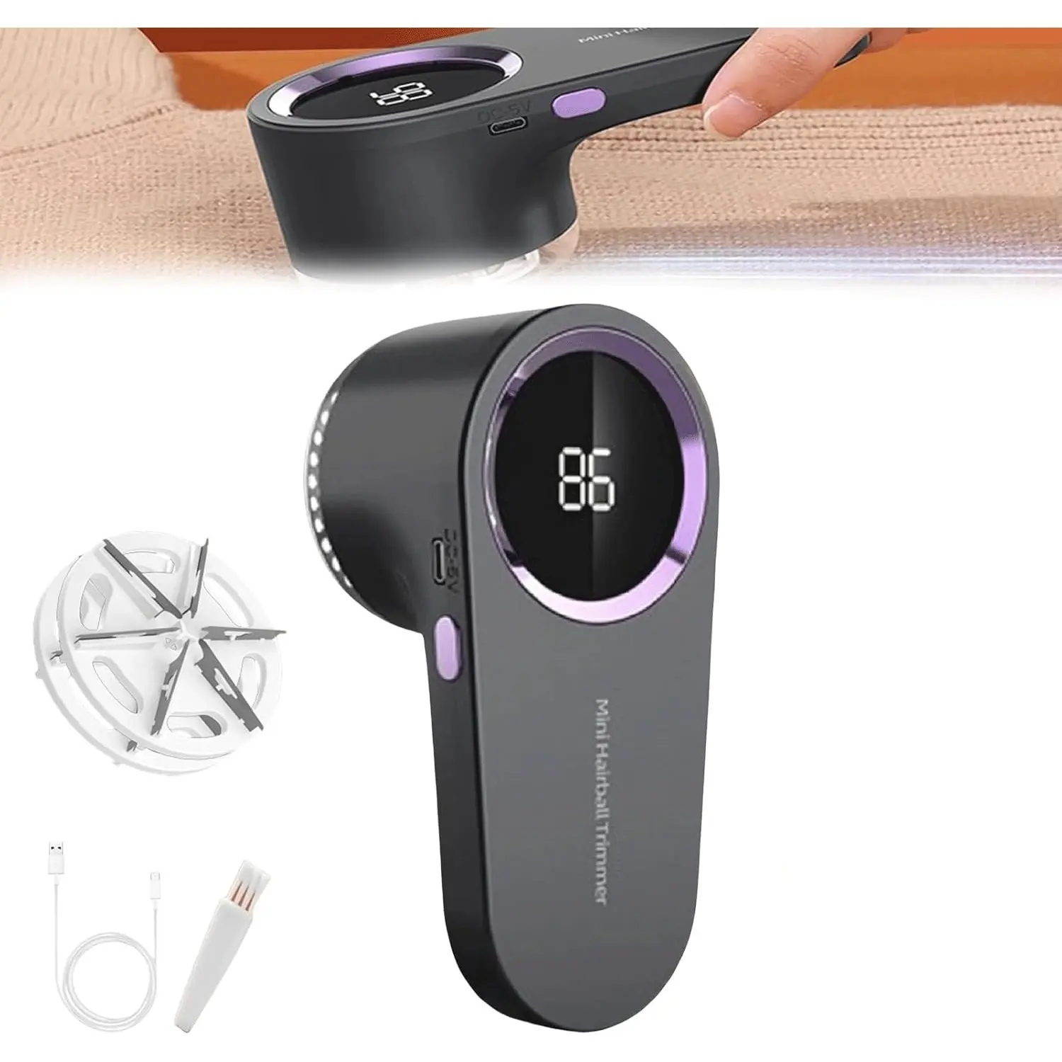 Household Fabric Shaver - USB Rechargeable Lint Remover Tool, Portable Mini Fabric Shaver for Clothing with LED Display, Home & Festive Party Bag Gift Option