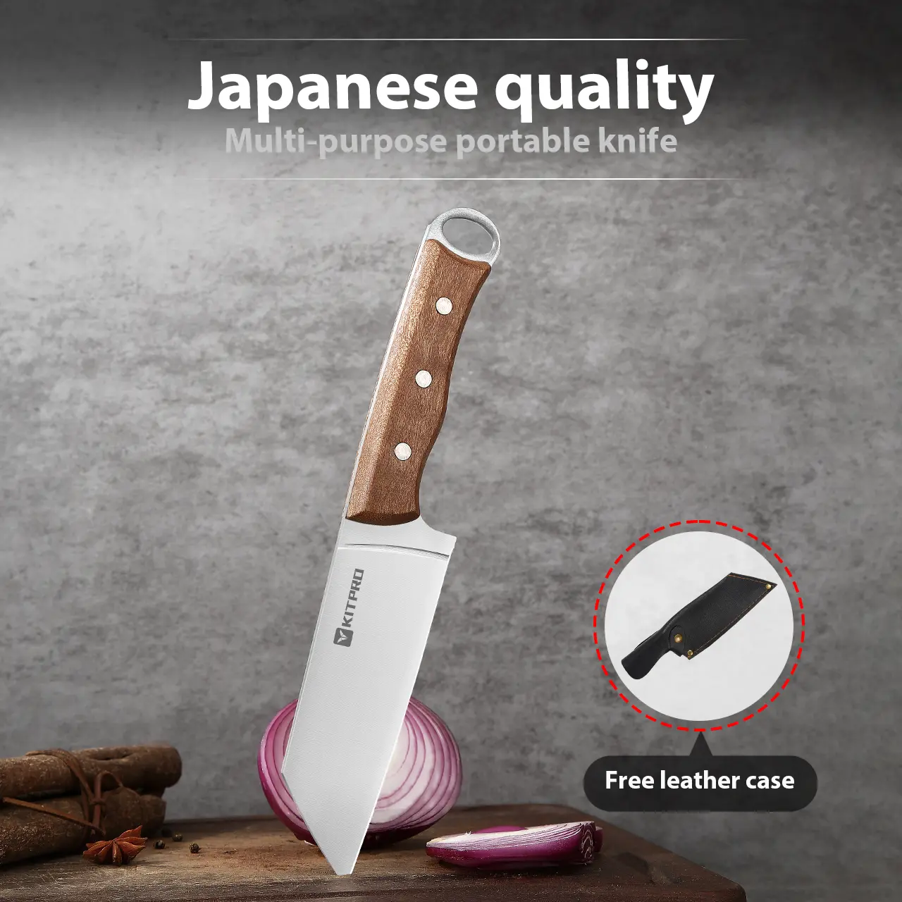 Japanese Forged Stainless Steel Multi-Use Kitchen Knife with Forged Blade - Meatknife for Home Kitchen Use, Cutting Fruits and Meat, Wood Handle