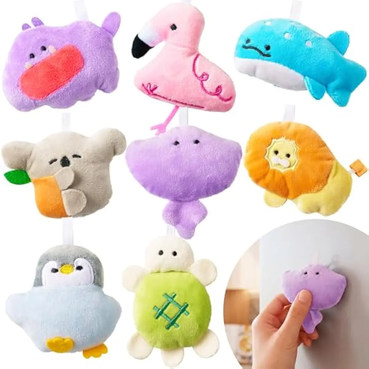 8 Pcs Mini Plush Animal Magnets, 2.5" Cute Refrigerator Magnets for Kids, Assorted Plushie Fridge Magnets, Small Stuffed Animal Bulk Kids, Carnival Prizes, School Gifts, Party Favor Goodie Bags