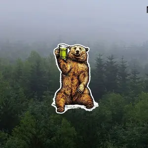 Bear Beer Sticker, Vinyl sticker, Laptop sticker, Yeti cooler sticker, Water Bottle Sticker, Funny Sticker, MacBook Sticker, Laptop Water Bottle Decal Sticker