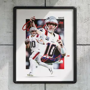 Drake Maye New England Patriots Football Poster ( Unframed - Print Only )