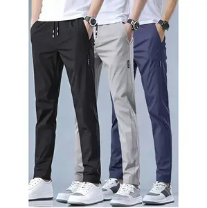 Men’s Four-Season Casual Pants – Non-stretch fabric pants with a drawstring waist, black/beige/navy — suitable for both casual and formal occasions — durable everyday essential, versatile clothing, minimalist design, quality stitching, simple style, sturd