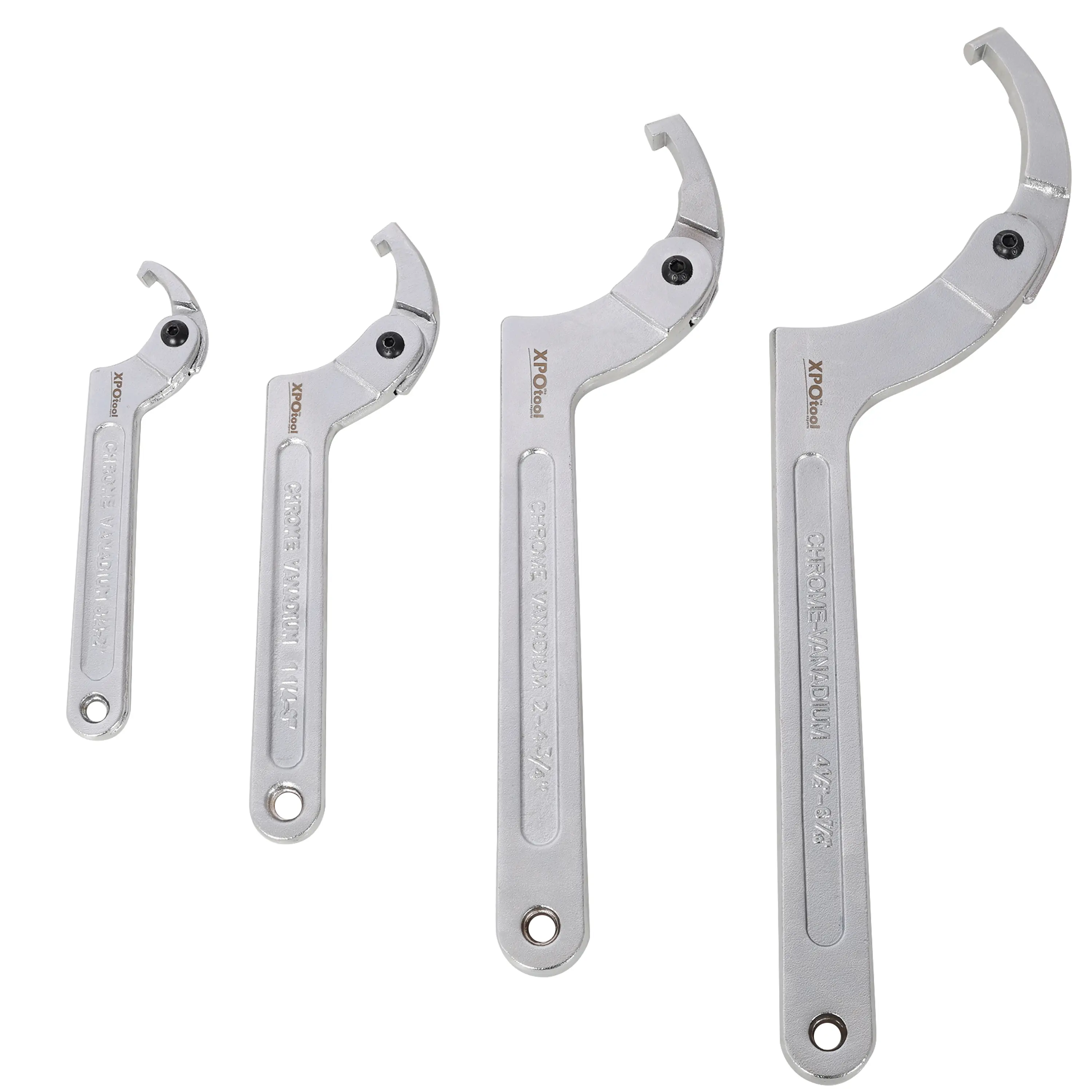 12-Piece Adjustable Hook C Spanner Wrench Set, 3/4"-6.7" Multi-Size Chrome Vanadium Pin Wrench Kit with Changeable Head, Hex Keys for Coilovers, Slotted Nut Fit, Car Suspension Repair
