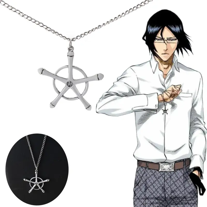 anime cosplay BLEACH pendant necklace figure Ishida Uryuu symbol necklace clavicle chain jewelry fans gifts