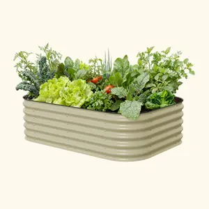 Vego garden Aluzinc Raised Garden Bed Kits, 17" Tall 6 in 1 Modular Metal Raised Planter Bed for Vegetables Flowers Patio Ground Planter Box