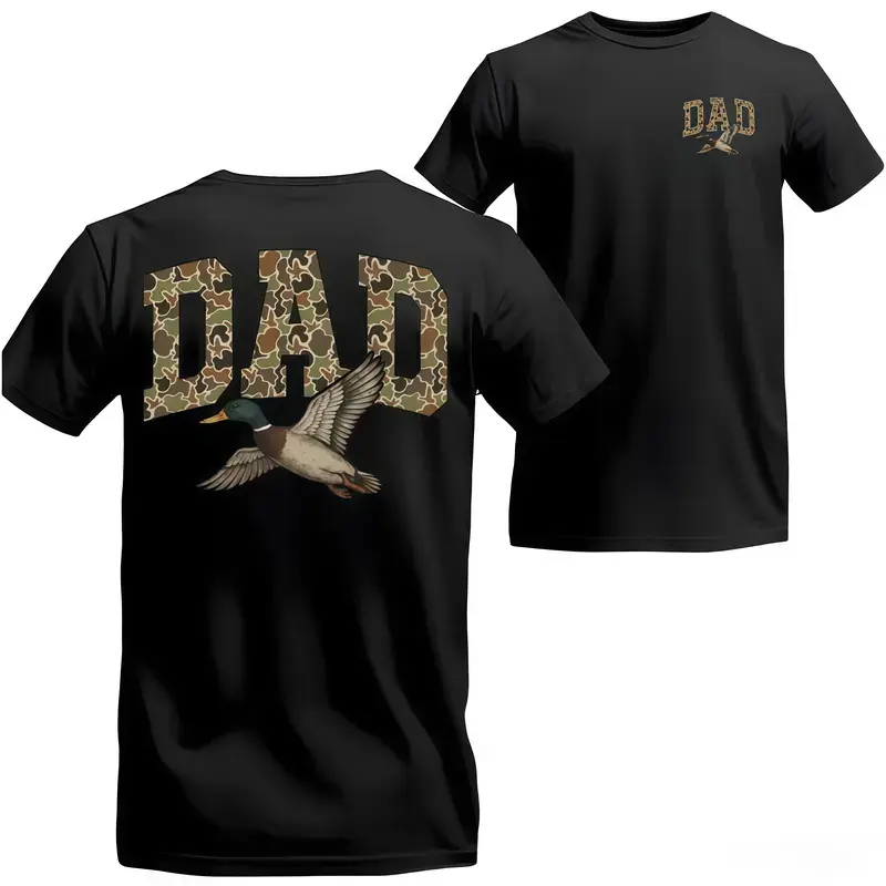 Men's Cotton Crew Neck Breathable Shortsleeve Woodland Camo Duck Print T-Shirt - Menswear Classic Fit Old School Hunting Top, Southern Outdoor Casual Vintage Comfort Colors Men's Clothing, Gifts for Him Father’s Day Gift