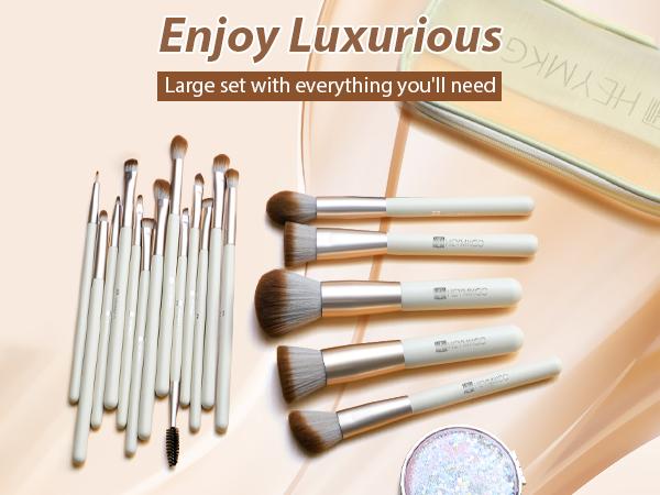 DUAIU 18-Piece Professional Makeup Brush Set - Includes 2 Powder Puffs & Travel Bag | Premium Synthetic Foundation, Blush & Eyeshadow Brushes | Complete Face & Eye Makeup Kit Colorful Brush Set with Powder Puff Smoky Blending Brush Set Dual Ended Sponge S