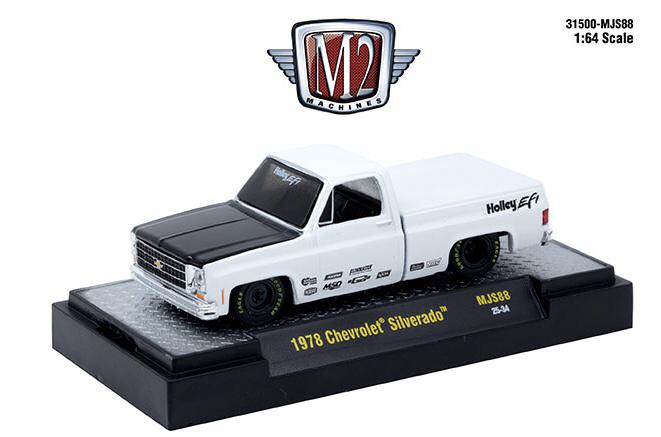 M2 Machines 1:64 1978 Chevrolet Silverado Holley Custom White 31500-MJS88 Exclusives with Acrylic Case