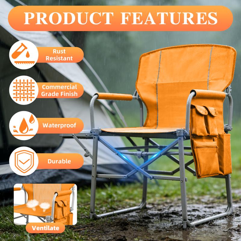 Portable Outdoor Chair with Side Table & Cup Holder for Camping Beach Games Waterproof Fabric Rust Resistant Frame Fold & Go in 2 Seconds