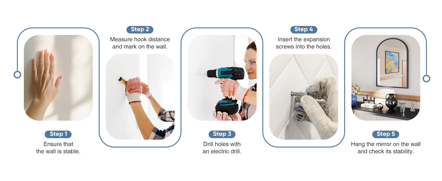 Arched Gold Bathroom Mirror Wall Mounted Vanity Metal Frame Mirror for Bedroom, Entryway, Living Room Mirrored Furniture