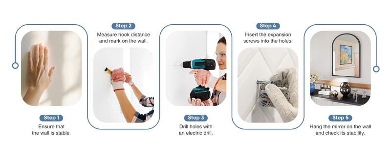 【Christmas Gift】Arched Gold Bathroom Mirror Wall Mounted Vanity Metal Frame Mirror for Bedroom, Entryway, Living Room Mirrored Furniture