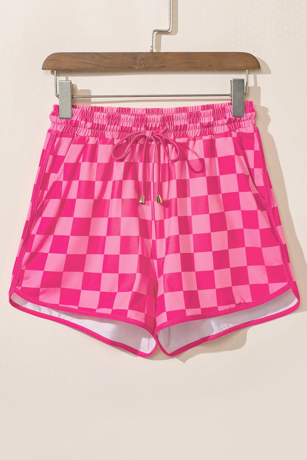 Mntaor Women's 2025 Checkered Drawstring Elastic Waist Casual Summer Shorts - Fitted Style with Adjustable Fit for Comfortable Outfit Mntaor Women's 2025 Checkered Drawstring Elastic Waist Casual Summer Shorts - Fitted Style with Adjustable Fit for Comfortable Outfit