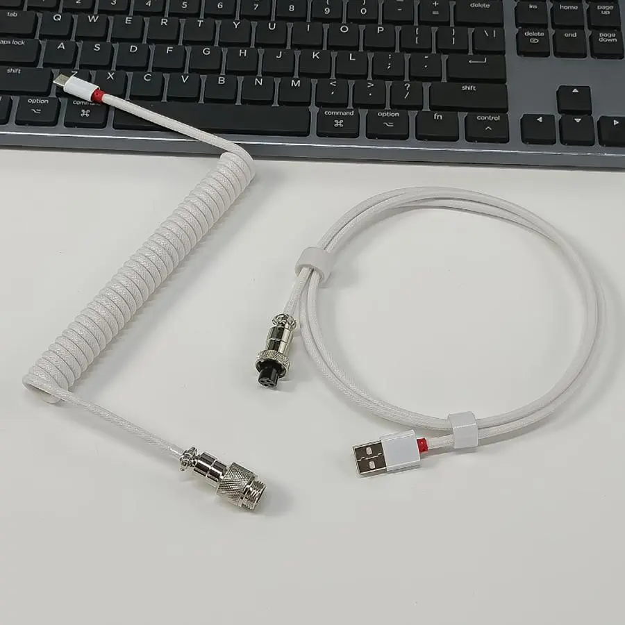 Braided Mechanical Keyboard Cable, 1 Pack Plug-and-Play Gaming USB Coiled Cable, Computer & Laptop Accessories Durability