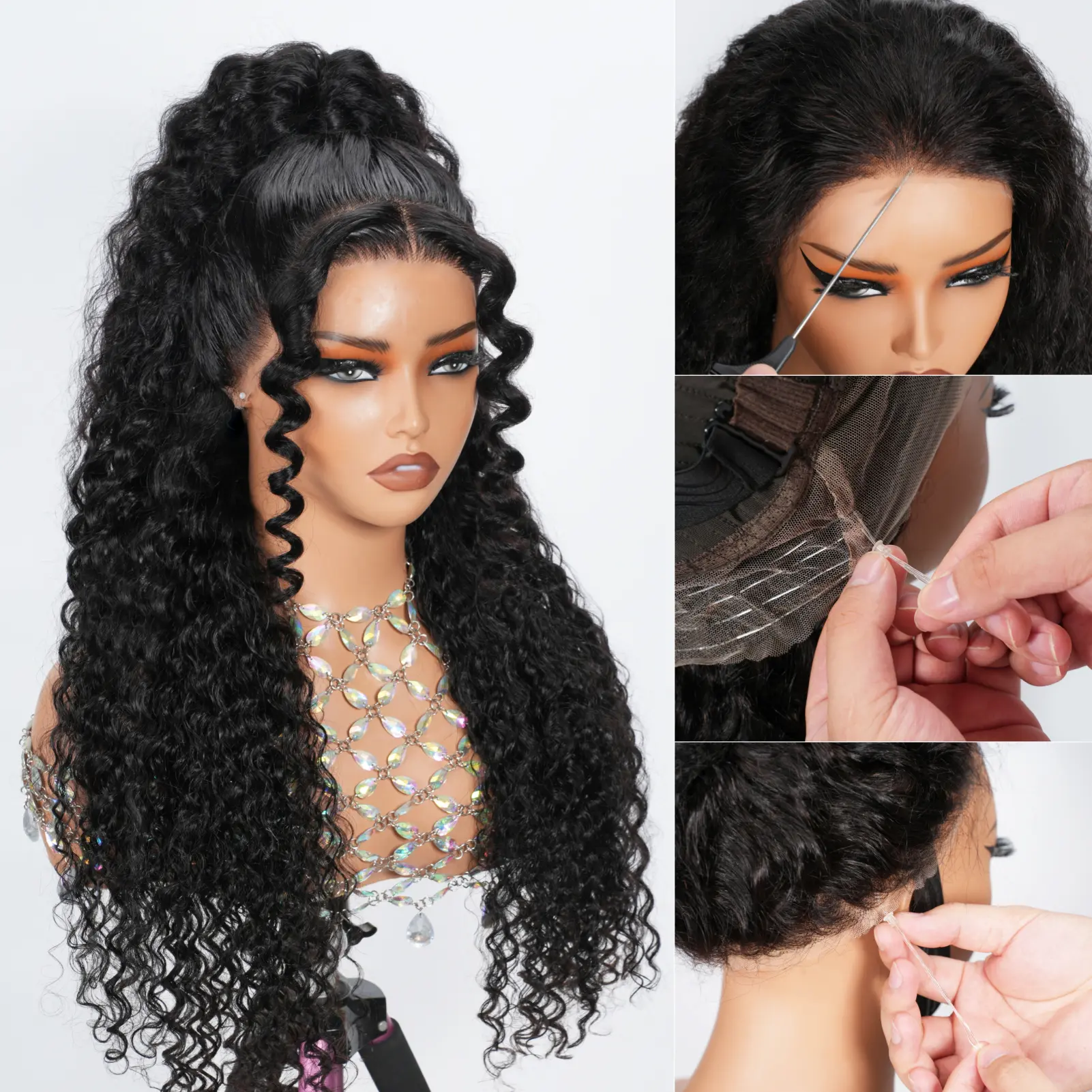 360 Lace Front Wig Human Hair Pre Plucked 26 Inch Glueless Hidden Strap Beluck 26 Inch Hidden Strap Drawstring 360 Lace Front  main image 3