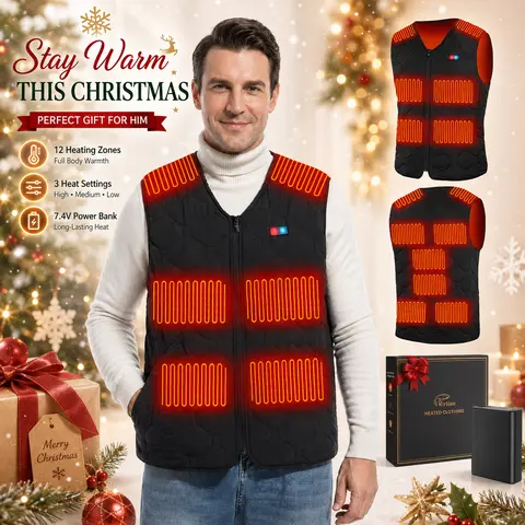 2026 Rrtizan Valentine's Day gift, FathersDayGift,Christmas gift  Rrtizan Heated Vest for Men Women, Heated Jacket, Lightweight Heated Jacket with Battery Pack, Hunting Skiing Winter Outdoor Heating Vest 806 - Black
