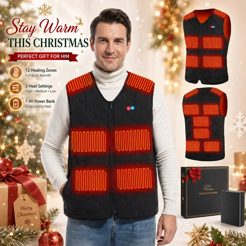 2026 Rrtizan Valentine's Day gift, FathersDayGift,Christmas gift Rrtizan Heated Vest for Men Women, Heated Jacket, Lightweight Heated Jacket with Battery Pack, Hunting Skiing Winter Outdoor Heating Vest 806 - Black
