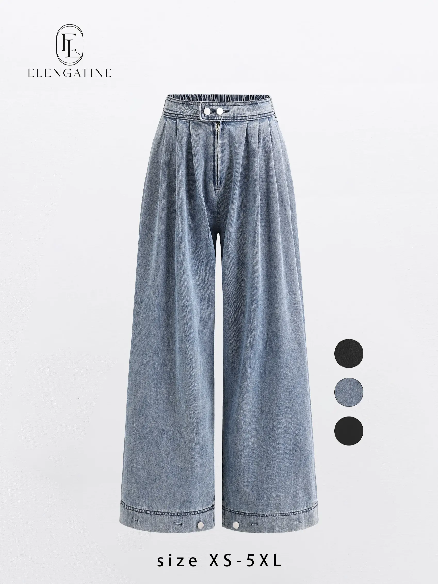 Elengatine Women's High Waist Pleated Balloon Jeans – Y2K Inspired