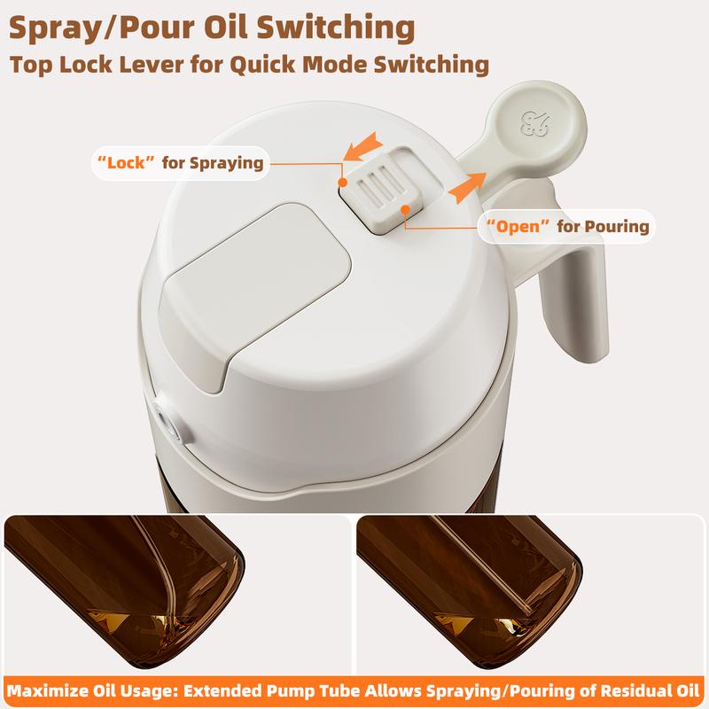 Premium 2 in 1 Oil Sprayer for Cooking 18.6oz/550ml Light-Blocking Dark Olive Oil Dispenser Bottle Food-Grade Mister for Air Fryer BBQ