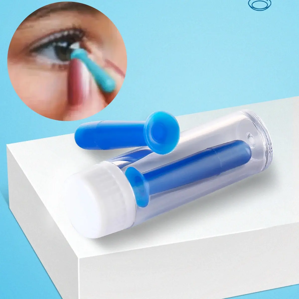 Silicone Contact Lens Applicator Stick, Compact Design, Easy Grip Handle, Portable Travel Blue Color Single Tool for Removing & Inserting Contacts