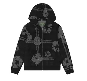 (100% Authentic) Denim Tear Plaid Cotton Wreath Zip Hoodie Black