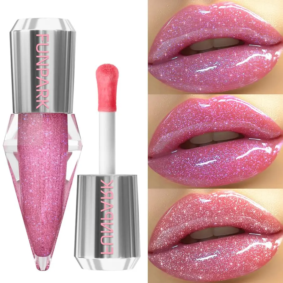 Long-Lasting Glossy Lip Gloss Cosmetic, Glossy Makeup, Moisturizing, Hydrating and Plumping Effect, Maximum Gloss Shine, Radiant Finish, Glitter Lipstick, Perfect Liquid Lipstick Gift for Girls and Women, Valentine's Day Special Recommendation