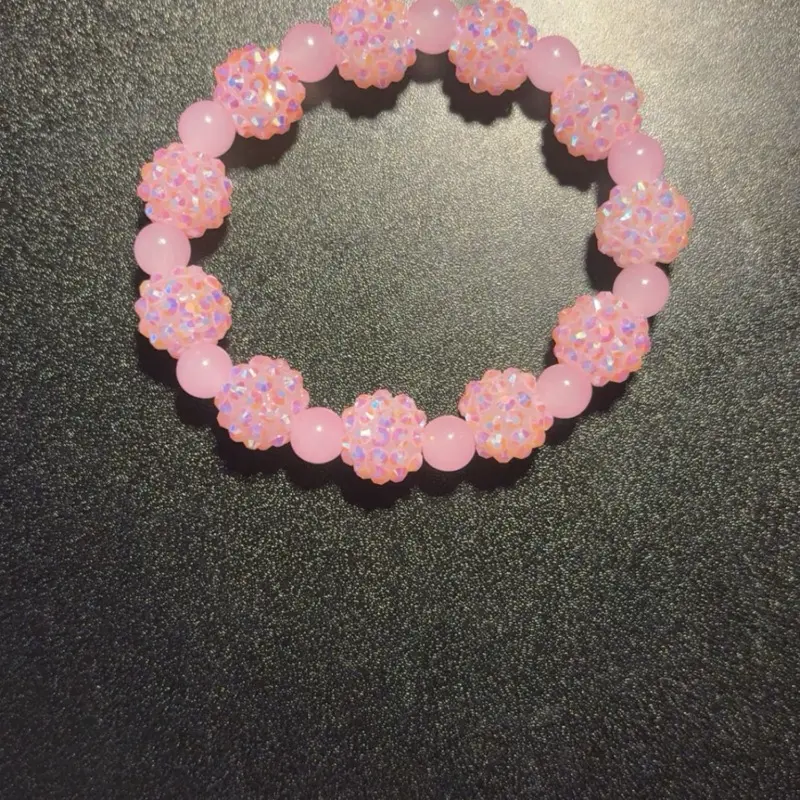 Pink Cotton Candy Bracelet - Adorable Pink Beads with Sparkly Accents, Perfect for Girls and Teens