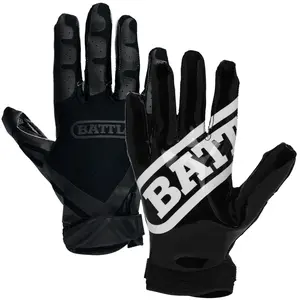 Battle Receivers Double Threat Football Gloves - Black/Black