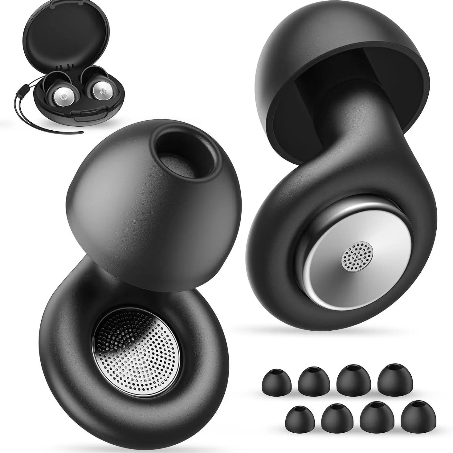 30dB Noise Reduction Silicone Earplugs, Soft Reusable Hearing Protection, For Travel, Concerts & Sleeping, Sizes XS, S, M, L