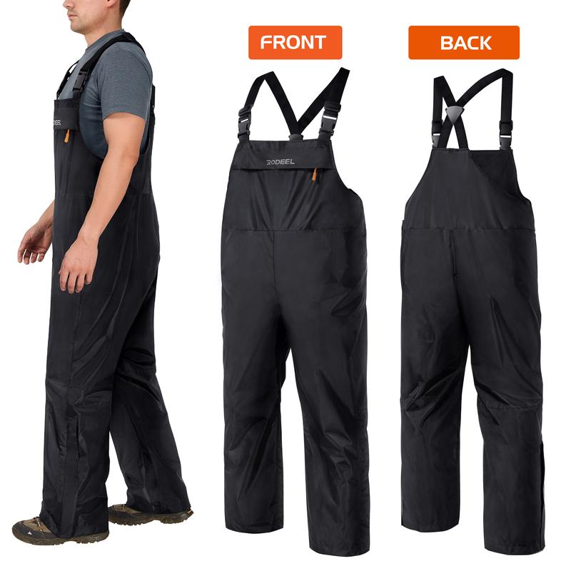 RODEEL Waterproof Bib Overalls Rain Suit Men Lightweight Breathable Full Zip Hooded Jacket Durable Rain Coat Weatherproof Rainwear Windbreaker For Outdoor Hiking Camping Fishing Construction Landscaping Gardening Workwear, Holiday Gift
