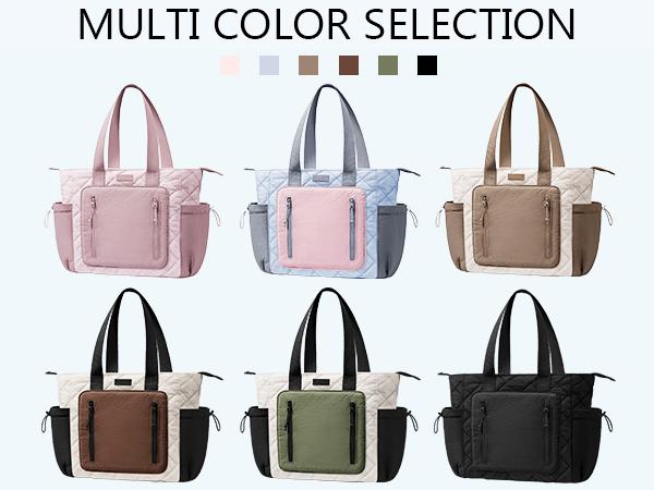 Bagstellar Puffer Tote Bag for Women, Lightweight Large Work Tote Laptop Bag, Travel Tote Bag with Zipper Gifts for Women Teacher Nurse Quilted Shoulder Bag for School Gym