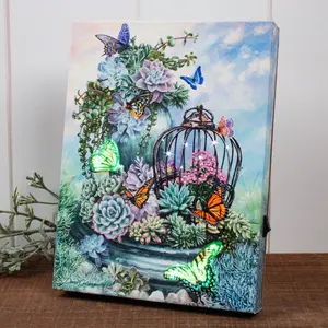 Succulent Garden 8x6 Lighted Tabletop Canvas