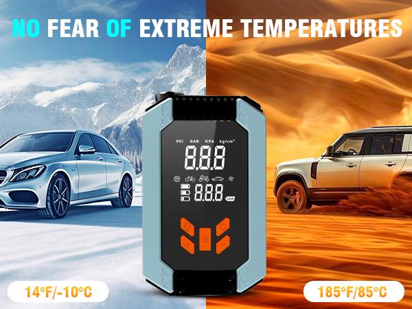 Portable Car Jump Starter with Air Compressor, 4000A 150PSI Battery Jumper Starter (9.0 Gas/8.0L Diesel), 12V Jump Box with Smart Jumper Cables, Tire Pressure Display, LED Flashlight and LCD Display